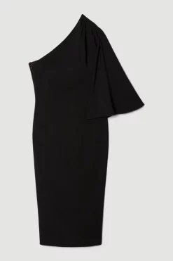 Cheap 🌟 Karen Millen Compact Viscose Cape Pencil Midi 👗 Dress 🧨 -Dresses Sales Store bkk07065 black xl 3