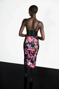 Cheapest 😍 Karen Millen Marble Jacquard Strappy Corset Midi 👗 Dress ✨ -Dresses Sales Store bkk07094 multi xl 2