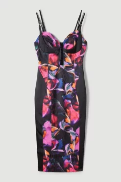 Cheapest 😍 Karen Millen Marble Jacquard Strappy Corset Midi 👗 Dress ✨ -Dresses Sales Store bkk07094 multi xl 3