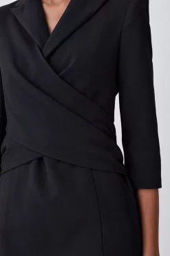 Discount 🧨 Karen Millen Compact Crepe Wrap Waist Pencil Midi 👗 Dress 💯 -Dresses Sales Store bkk07100 black xl 5