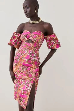 Best reviews of βοΈ Karen Millen Italian Signature Stretch Chain Bardot Pencil Midi π Dress π€©