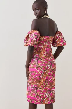 Best reviews of ✔️ Karen Millen Italian Signature Stretch Chain Bardot Pencil Midi 👗 Dress 🤩 -Dresses Sales Store bkk07145 pink xl 2