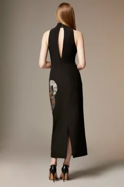 Buy ✔️ Karen Millen British Museum Serpent Embellished Midi 👗 Dress 🔔 -Dresses Sales Store bkk07148 black xl 4