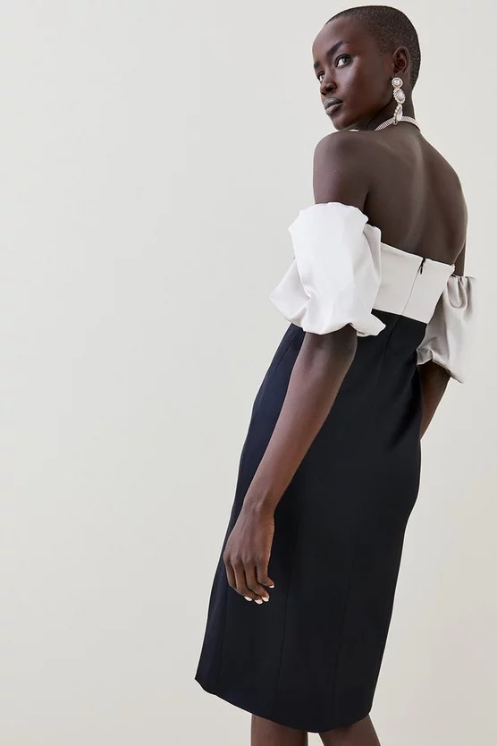 Outlet π Karen Millen Italian Structured Satin Bardot Pencil Midi π Dress π 5 Outlet π Karen Millen Italian Structured Satin Bardot Pencil Midi π Dress π - Image 3