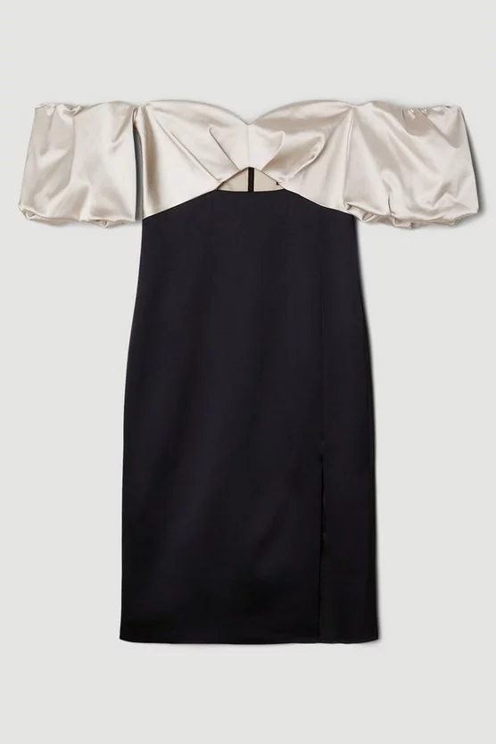 Outlet π Karen Millen Italian Structured Satin Bardot Pencil Midi π Dress π 6 Outlet π Karen Millen Italian Structured Satin Bardot Pencil Midi π Dress π - Image 4