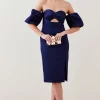 Budget π Karen Millen Italian Structured Satin Bardot Pencil Midi π Dress π 2 Budget π Karen Millen Italian Structured Satin Bardot Pencil Midi π Dress π -Dresses Sales Store bkk07151 navy xl