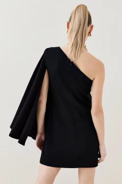 New 👏 Karen Millen Compact Viscose One Shoulder Cape Mini 👗 Dress ⌛ -Dresses Sales Store bkk07167 black xl 4