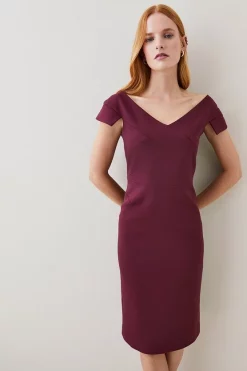 Cheapest ✨ Karen Millen Petite Structured Crepe Cross Detail Midi 👗 Dress 🥰