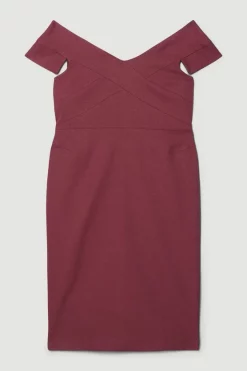 Budget 🤩 Karen Millen Plus Size Structured Crepe Cross Detail Midi 👗 Dress 👏 -Dresses Sales Store bkk07220 merlot xl 3