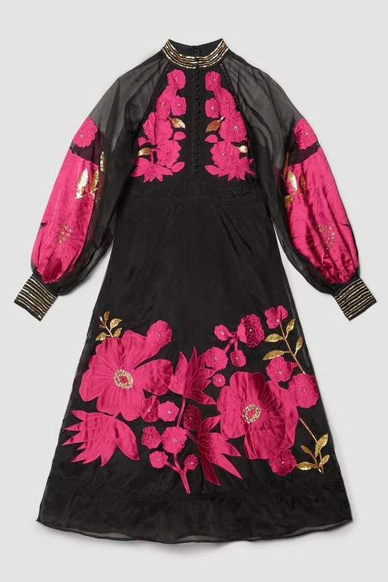 Flash Sale ⭐ Karen Millen Applique Organdie Buttoned Woven Maxi ✨ 6 Flash Sale ⭐ Karen Millen Applique Organdie Buttoned Woven Maxi ✨ - Image 4