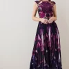 Discount 🌟 Karen Millen Metallic Guipure Lace Mirrored Pleat Midi 👗 Dress 🥰 -Dresses Sales Store bkk07287 purple xl