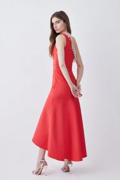 Coupon 💯 Karen Millen Bandage Diamante Trim One Shoulder High Low Midi 👗 Dress 🎁 -Dresses Sales Store bkk07312 orange xl 2