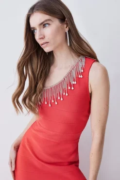 Coupon 💯 Karen Millen Bandage Diamante Trim One Shoulder High Low Midi 👗 Dress 🎁 -Dresses Sales Store bkk07312 orange xl 4