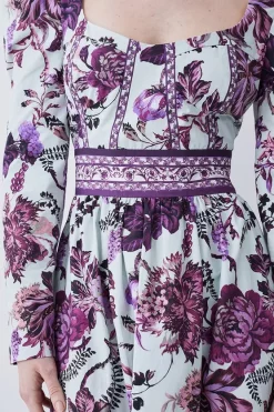 Buy 🎉 Karen Millen Lydia Millen Tall Border Cotton Sateen Woven Midi 👗 Dress 😍 -Dresses Sales Store bkk07340 floral xl 4