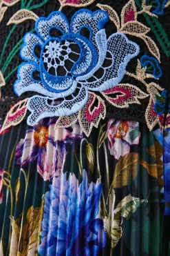 Flash Sale 💯 Karen Millen Metallic Guipure Lace Placed Floral Pleat Midi 👗 Dress 🌟 -Dresses Sales Store bkk07344 black xl 5