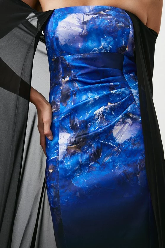 New βοΈ Karen Millen Weston Placed Crystal Print Midi Cape π Dress π 4 New βοΈ Karen Millen Weston Placed Crystal Print Midi Cape π Dress π - Image 2