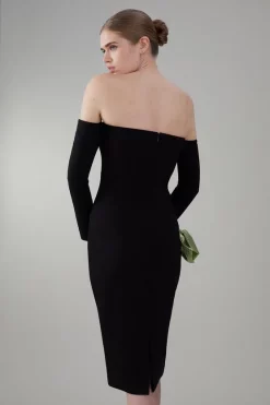 Discount 🧨 Karen Millen Appliqued Rose Ponte Midi 👗 Dress ⭐ -Dresses Sales Store bkk07360 green xl 2