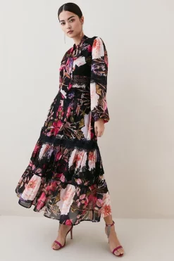 Promo 💯 Karen Millen Floral Mixed Lace & Embroidery Midaxi 👗 Dress ❤️
