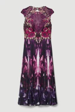 Discount ✨ Karen Millen Petite Metallic Guipure Lace Mirrored Midi 👗 Dress 🌟 -Dresses Sales Store bkk07410 purple xl 3