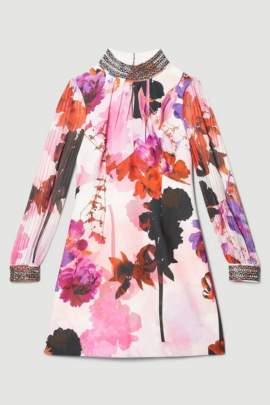 Hot Sale π₯ Karen Millen Diamante Trim Floral Woven Mini π Dress 𧨠6 Hot Sale π₯ Karen Millen Diamante Trim Floral Woven Mini π Dress 𧨠- Image 4