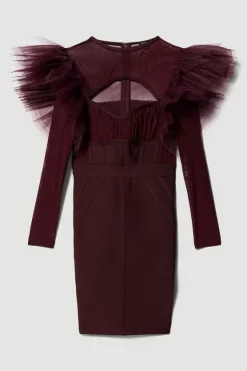 Flash Sale 🌟 Karen Millen Bandage Cut Out Mesh Tulle Frill Mini 👗 Dress 🧨 -Dresses Sales Store bkk07513 chocolate xl 3
