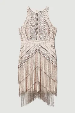 Best Sale 🔥 Karen Millen Petite Embellished Halter Fringed Mini 👗 Dress ❤️ -Dresses Sales Store bkk07530 blush xl 3