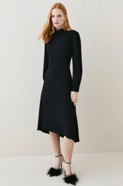 Flash Sale 🎉 Karen Millen Soft Tailored High Low Sleeved Midi 👗 Dress 🌟 -Dresses Sales Store bkk07536 black xl 2