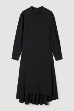 Flash Sale 🎉 Karen Millen Soft Tailored High Low Sleeved Midi 👗 Dress 🌟 -Dresses Sales Store bkk07536 black xl 3