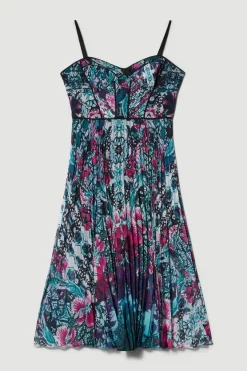 Promo 👍 Karen Millen Ombre Tile Pleat Corset Detail Woven Strappy Midi 👗 Dress 🛒 -Dresses Sales Store bkk07566 purple xl 3