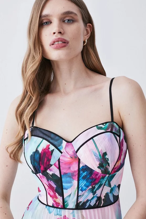 Cheapest β Karen Millen Floral Pleat Corset Detail Woven Strappy Midi π Dress π 3 Cheapest β Karen Millen Floral Pleat Corset Detail Woven Strappy Midi π Dress π - Image 2
