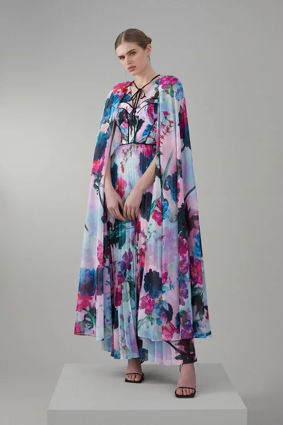Top 10 β Karen Millen Floral Pleat Corset Cape Woven Maxi π Dress π 5 Top 10 β Karen Millen Floral Pleat Corset Cape Woven Maxi π Dress π - Image 3
