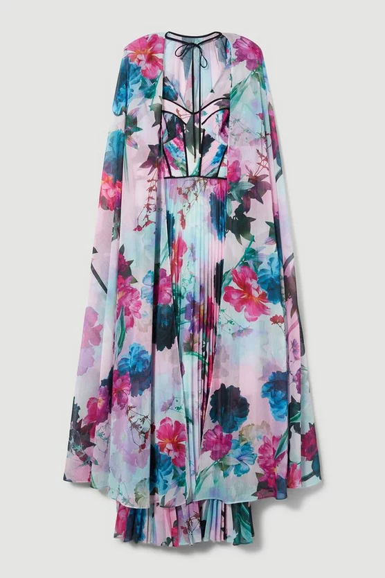 Top 10 β Karen Millen Floral Pleat Corset Cape Woven Maxi π Dress π 6 Top 10 β Karen Millen Floral Pleat Corset Cape Woven Maxi π Dress π - Image 4