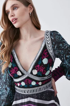 Budget ✨ Karen Millen Baroque Embroidered And Bead Woven Midi 👗 Dress 😍 -Dresses Sales Store bkk07589 green xl 4