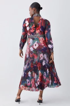 Coupon 🌟 Karen Millen Plus Size Diamante Trim Floral Woven Maxi 👗 Dress 😍 -Dresses Sales Store bkk07608 floral xl 2