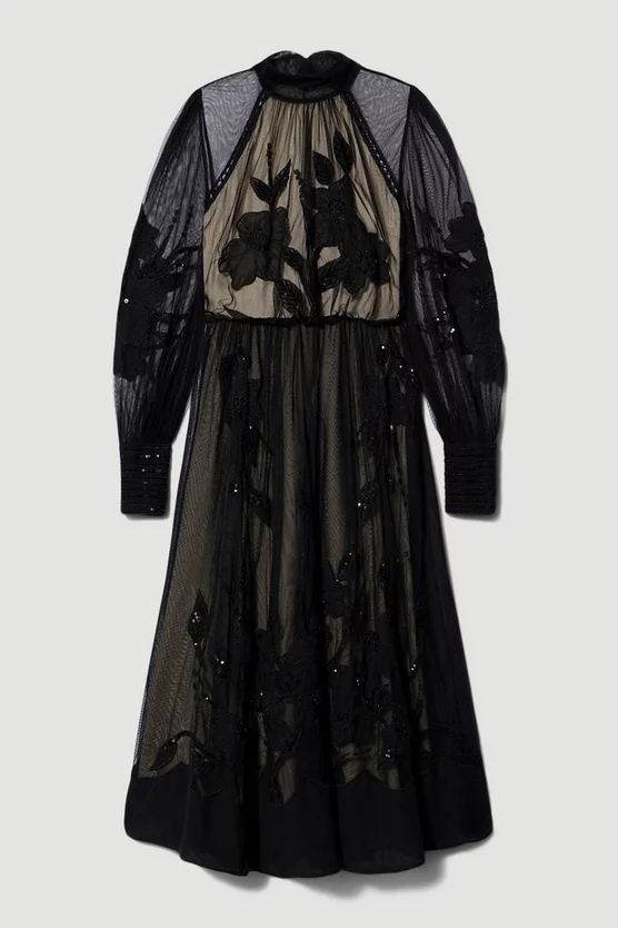 Outlet π Karen Millen Lydia Millen Petite Floral Applique Mesh Woven Midi π Dress β¨ 6 Outlet π Karen Millen Lydia Millen Petite Floral Applique Mesh Woven Midi π Dress β¨ - Image 4
