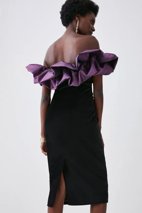 Promo π― Karen Millen Jacquard Contrast Ruffle Bardot Midi π Dress β€οΈ 7 Promo π― Karen Millen Jacquard Contrast Ruffle Bardot Midi π Dress β€οΈ - Image 5