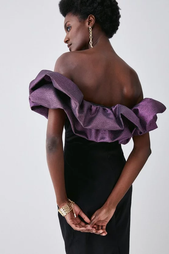 Promo π― Karen Millen Jacquard Contrast Ruffle Bardot Midi π Dress β€οΈ 8 Promo π― Karen Millen Jacquard Contrast Ruffle Bardot Midi π Dress β€οΈ - Image 6