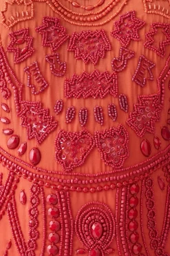 Buy 🤩 Karen Millen Petite Ombre Fringe Strappy Beaded Maxi 👗 Dress 🌟 -Dresses Sales Store bkk07680 orange xl 6