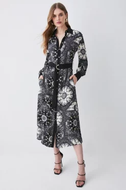 Wholesale βοΈ Karen Millen Mono Scarf Belted Woven Midi π Shirt π Dress π―