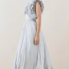Flash Sale ✔️ Karen Millen Lydia Millen Tall Metallic Feather Ruffle Woven Maxi 👗 Dress 👍 -Dresses Sales Store bkk07710 metallic20silver xl
