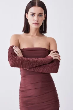 Brand new 🔔 Karen Millen Petite Gathered Slinky Bardot Maxi 👗 Dress 🧨 -Dresses Sales Store bkk07745 chocolate xl 4