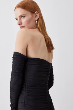 Brand new ⭐ Karen Millen Gathered Slinky Bardot Maxi 👗 Dress 😍 -Dresses Sales Store bkk07746 black xl 4