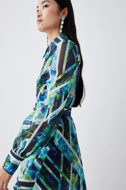 Hot Sale ❤️ Karen Millen Patchwork Floral Organdie Mini 👗 Dress ✨ -Dresses Sales Store bkk07747 green xl 4