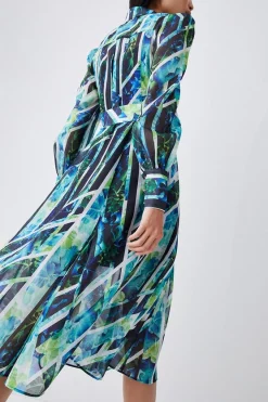 Promo 👏 Karen Millen Patchwork Floral Organdie Woven Midi 👗 Dress 👏 -Dresses Sales Store bkk07748 green xl 4