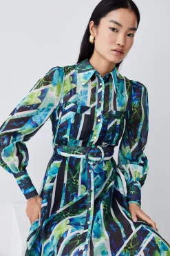 Promo 👏 Karen Millen Patchwork Floral Organdie Woven Midi 👗 Dress 👏 -Dresses Sales Store bkk07748 green xl 5