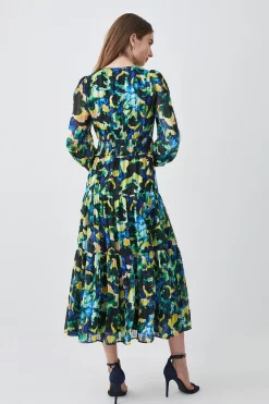 Outlet 😀 Karen Millen Abstract V Neck Woven Maxi 👗 Dress 🛒 -Dresses Sales Store bkk07772 multi xl 2