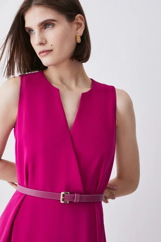 Brand new π Karen Millen Soft Tailored Full π Skirt Belted Colour Block Midi π Dress π 3 Brand new π Karen Millen Soft Tailored Full π Skirt Belted Colour Block Midi π Dress π - Image 2