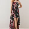 Best Sale 🔥 Karen Millen Spot Floral Chiffon Drama Hem Mini 👗 Dress 🔔