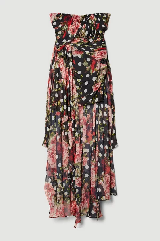 Best Sale π₯ Karen Millen Spot Floral Chiffon Drama Hem Mini π Dress π 6 Best Sale π₯ Karen Millen Spot Floral Chiffon Drama Hem Mini π Dress π - Image 4