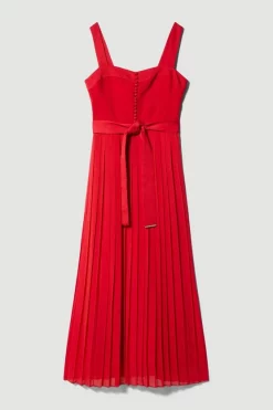 Brand new ✔️ Karen Millen Top Stitch Satin Woven Midi 👗 Dress 👍 -Dresses Sales Store bkk07807 red xl 3